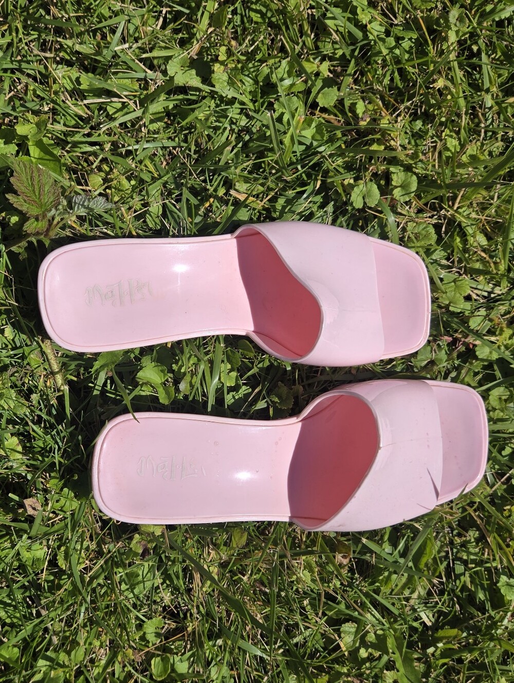Women's Soft Pink Block Heel Slide Sandals Size 10 Open Toe Mule Shoes